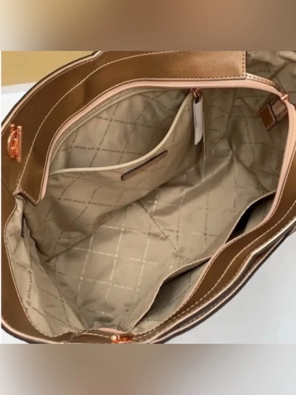 🆕MICHAEL KORS SETs Jet Set Large Chain Shoulder Tote Bag Rose Gold NWT💯Auth $750